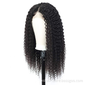 Factory Direct Sale Frontal Pre Plucked Hd Closure Kinky Straight Human Hair Lace Front Wig Short Human Hair Wig For Black Woman